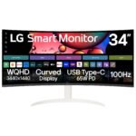 LG 34SR63QA-W 34" UltraWide QHD Curved Smart Monitor, 100Hz, USB-C, webOS, White